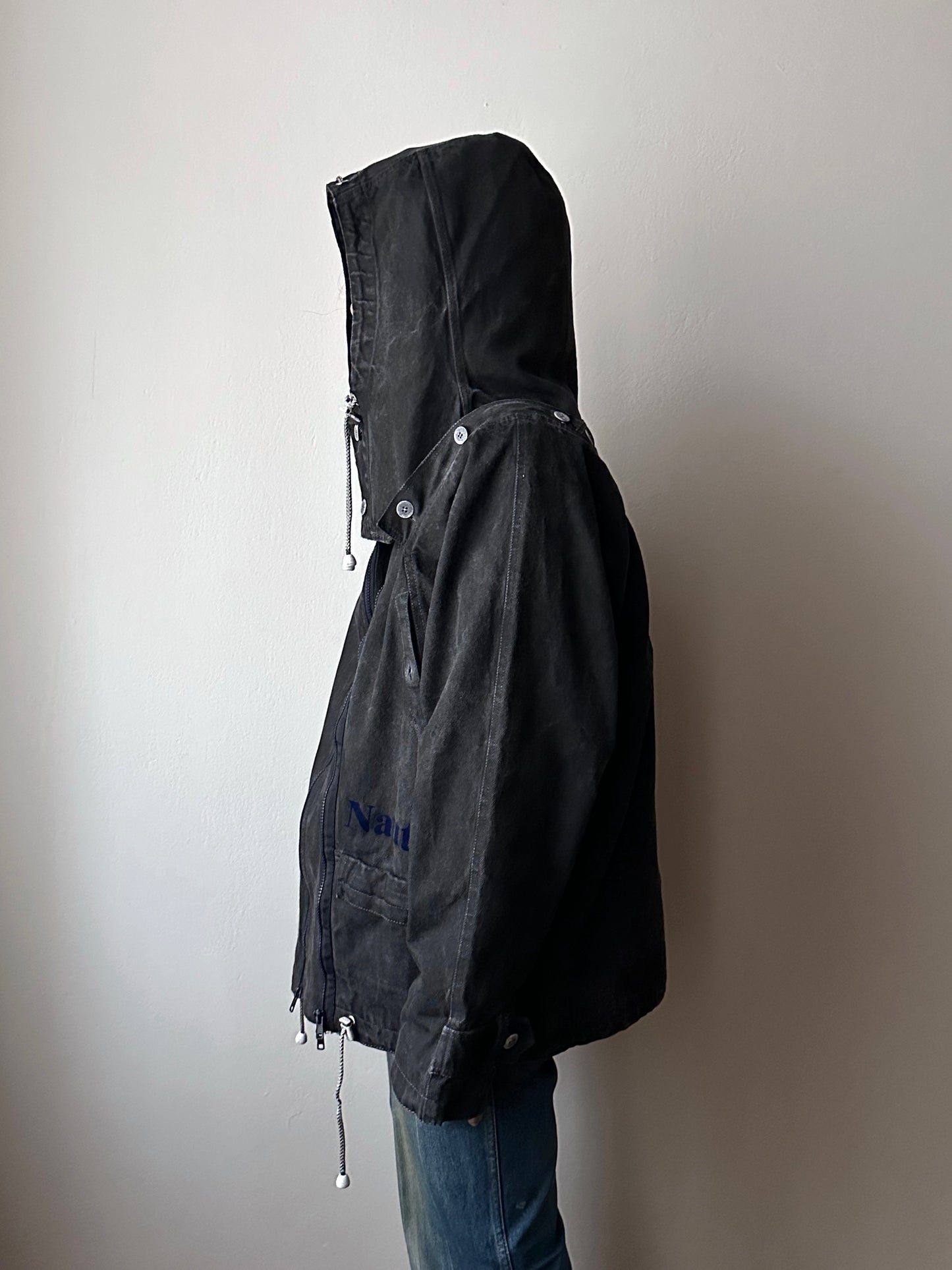 Berlin 90's Cotton jacket many zipper Garment dyed Black Toto Praha Vintage clothing store Showroom Prague Rare 90年代 古着屋  プラハ 黒 ガーメントダイ ユーロ古着 ヨーロッパ古着 ユーロヴィンテージ