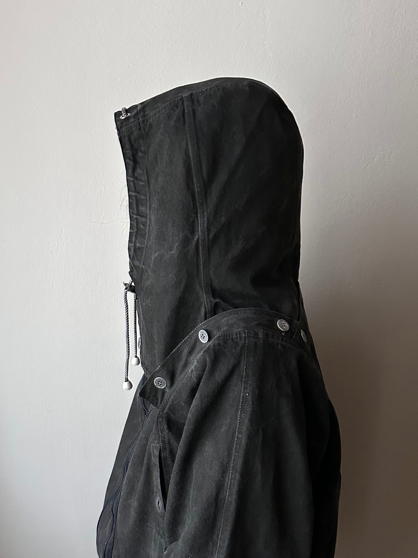 Berlin 90's Cotton jacket many zipper Garment dyed Black Toto Praha Vintage clothing store Showroom Prague Rare 90年代 古着屋  プラハ 黒 ガーメントダイ ユーロ古着 ヨーロッパ古着 ユーロヴィンテージ