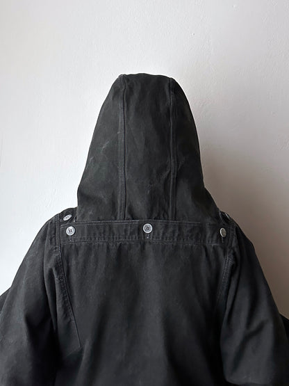 Berlin 90's Cotton jacket many zipper Garment dyed Black Toto Praha Vintage clothing store Showroom Prague Rare 90年代 古着屋  プラハ 黒 ガーメントダイ ユーロ古着 ヨーロッパ古着 ユーロヴィンテージ