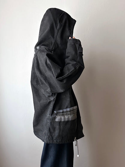 Berlin 90's Cotton jacket many zipper Garment dyed Black Toto Praha Vintage clothing store Showroom Prague Rare 90年代 古着屋  プラハ 黒 ガーメントダイ ユーロ古着 ヨーロッパ古着 ユーロヴィンテージ