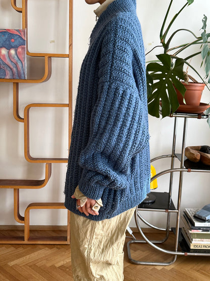 Handmade wool sweater in cloudy blue