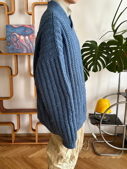 Handmade wool sweater in cloudy blue