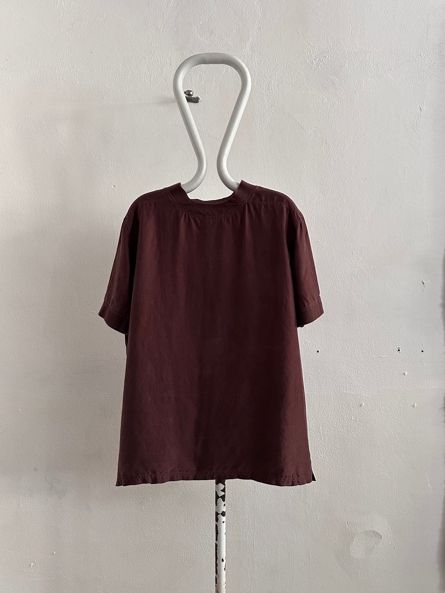 90s Brown Silk top - XL