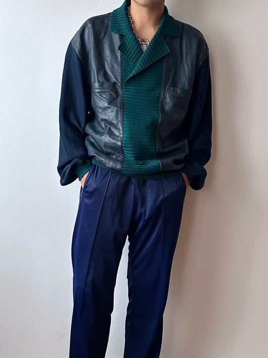 80s Italy wool and leather jumper
