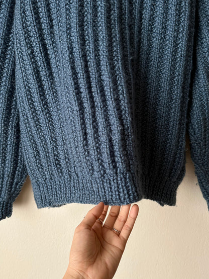 Handmade wool sweater in cloudy blue