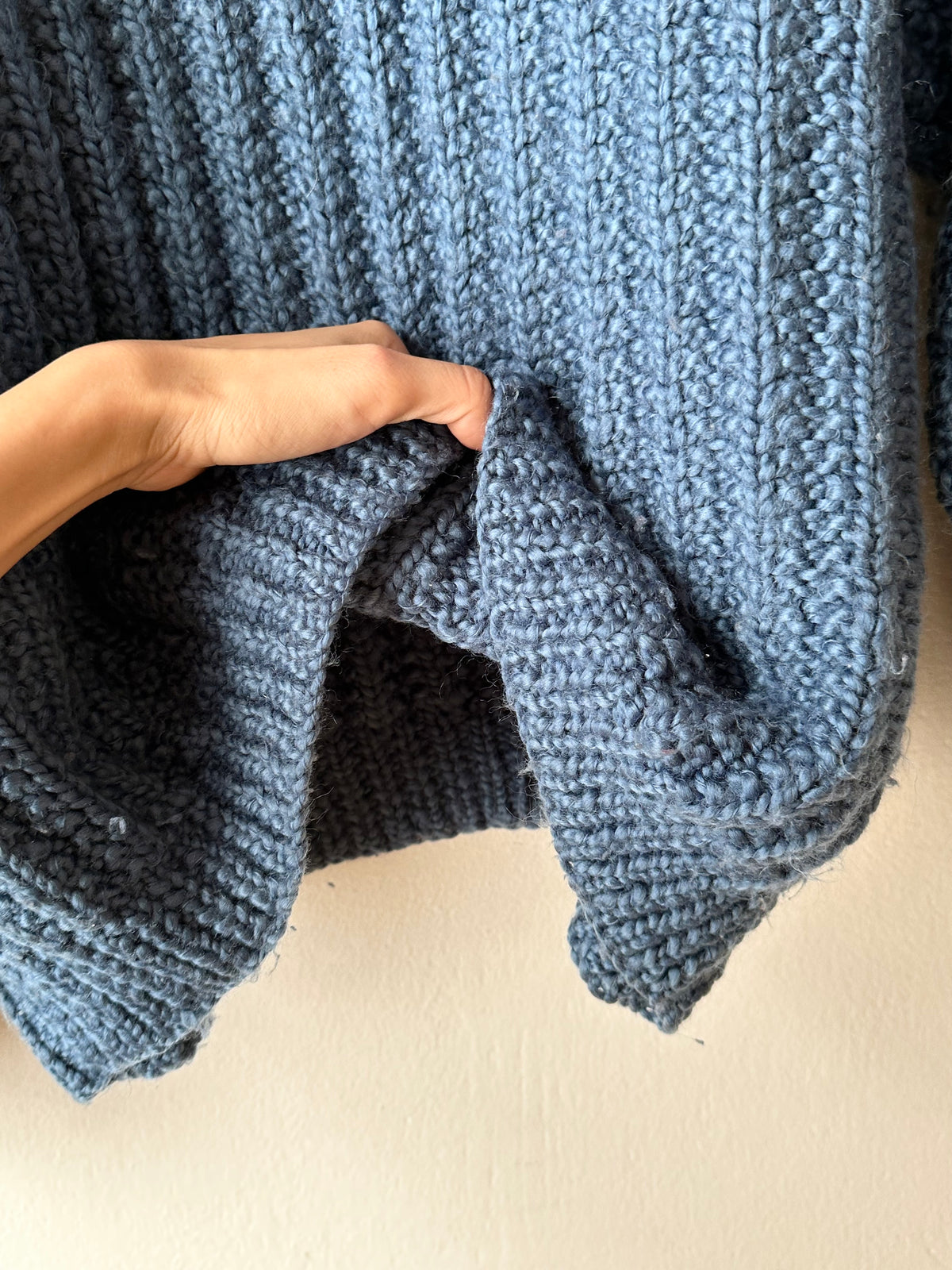 Handmade wool sweater in cloudy blue
