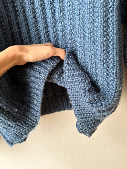 Handmade wool sweater in cloudy blue