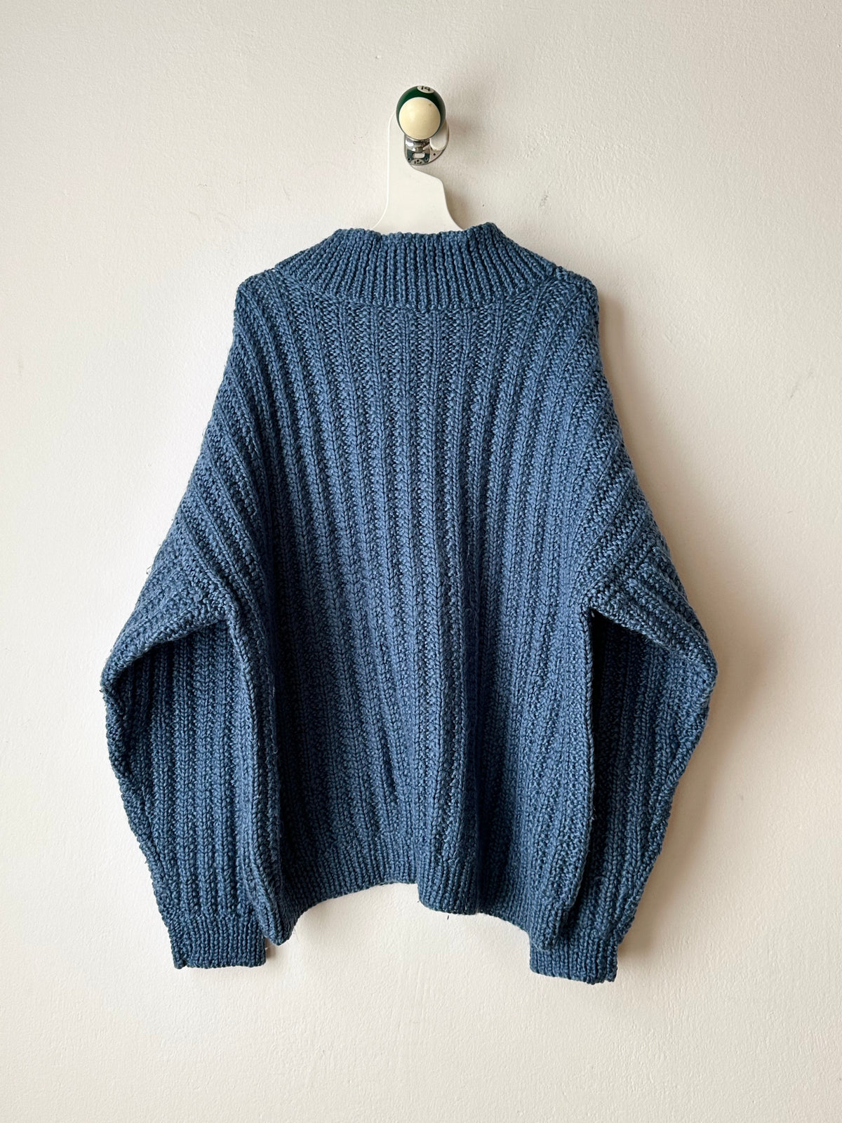 Handmade wool sweater in cloudy blue