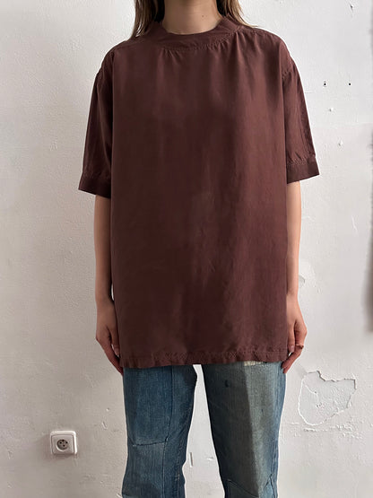 90s Brown Silk top - XL