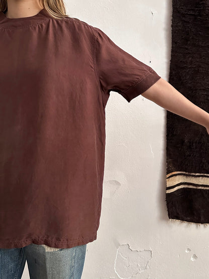 90s Brown Silk top - XL