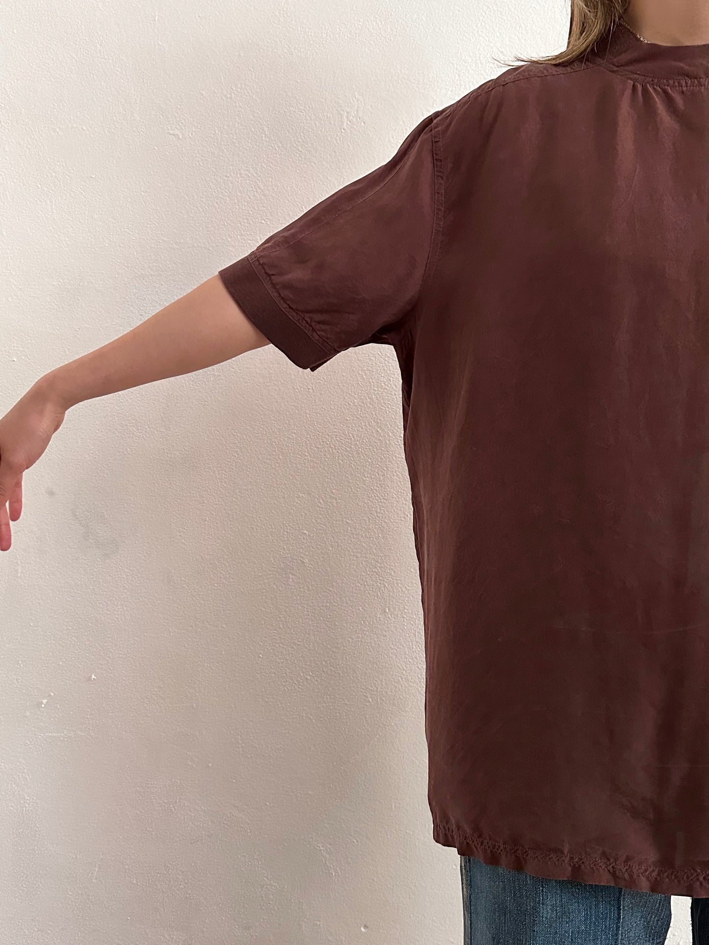90s Brown Silk top - XL
