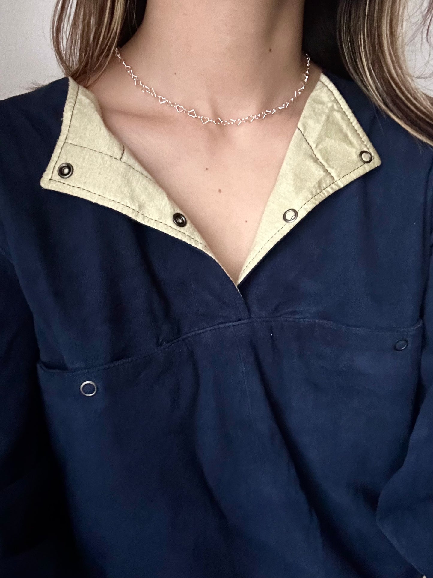 Italy 925 tiny chain necklace - heart shaped