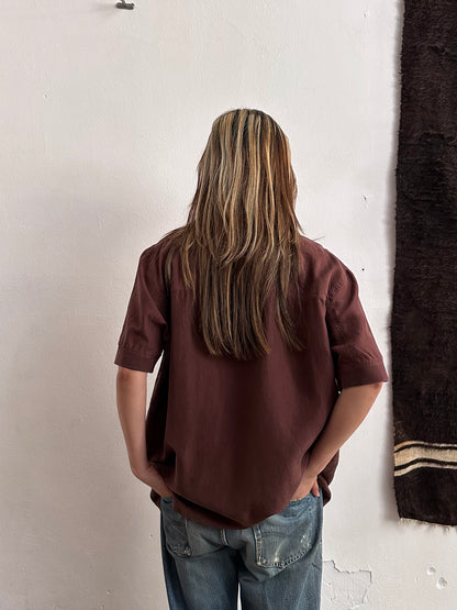 90s Brown Silk top - XL