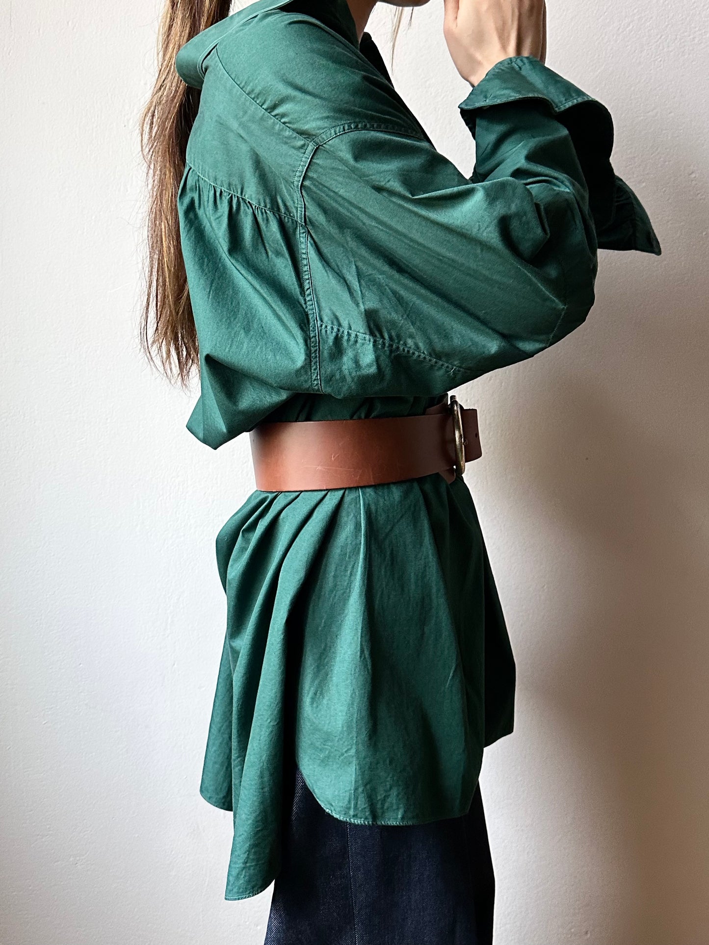 brown leather with shackle buckle belt