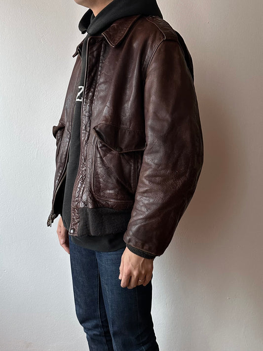 80s Schott A2 leather flight jacket