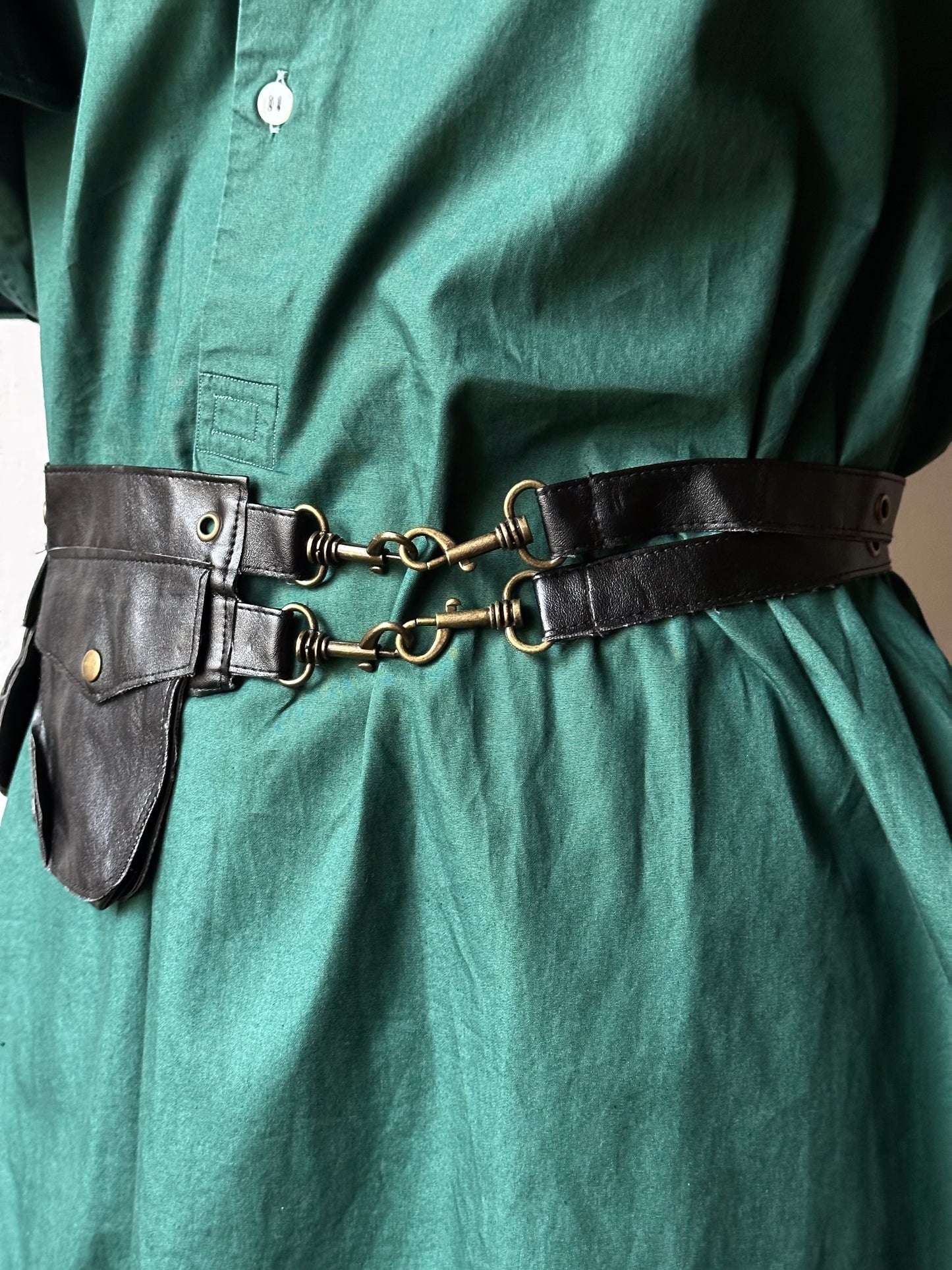 pvc leather pochet belt