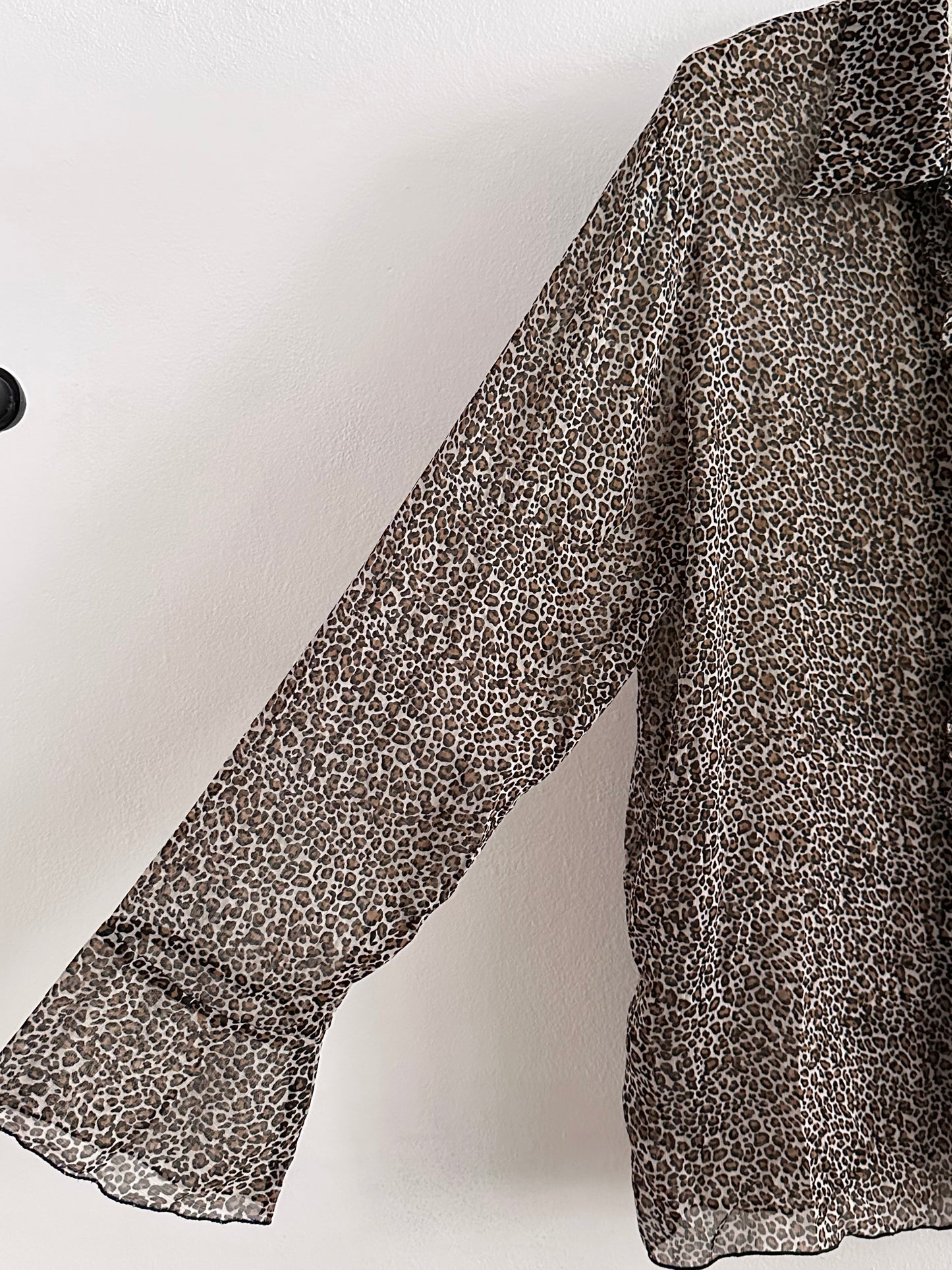 late 90s leopard sheer frill shirt