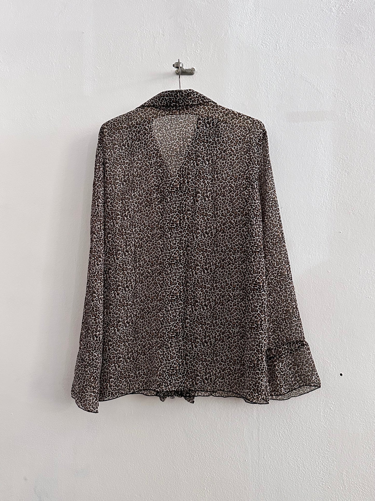 late 90s leopard sheer frill shirt