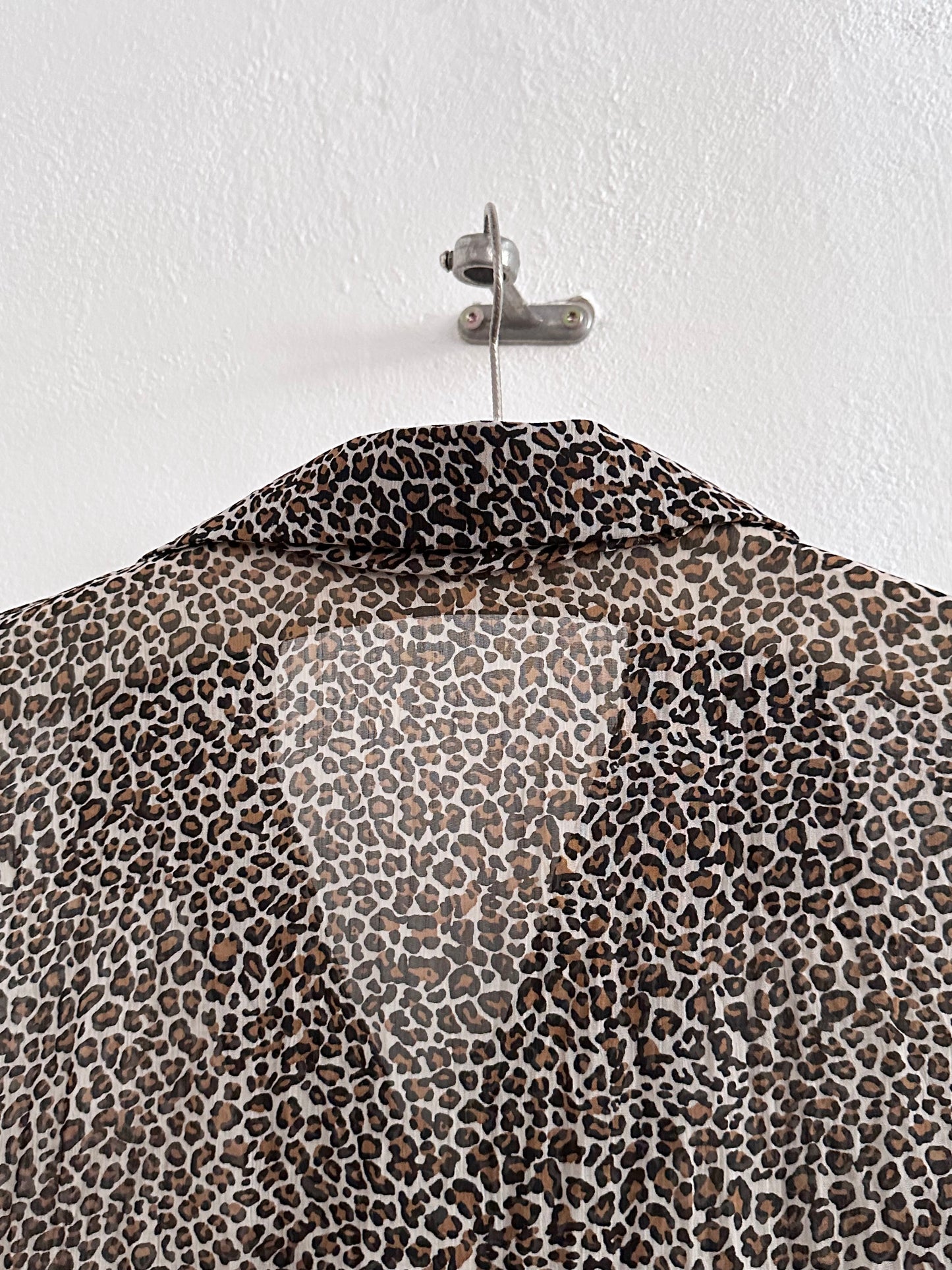 late 90s leopard sheer frill shirt