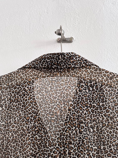 late 90s leopard sheer frill shirt