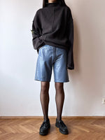 5pockets leather shorts in cloud blue