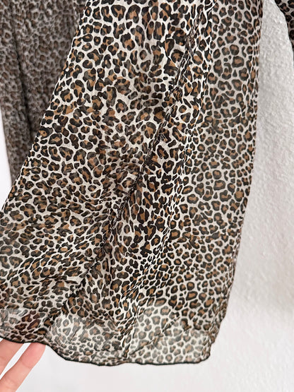 late 90s leopard sheer frill shirt