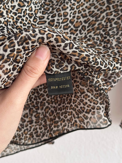 late 90s leopard sheer frill shirt