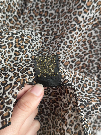 late 90s leopard sheer frill shirt