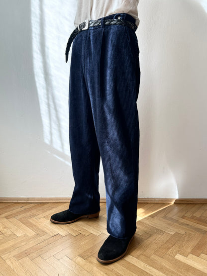 90s navy corduroy trouser W33-34