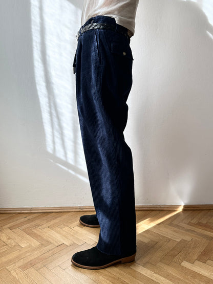 90s navy corduroy trouser W33-34