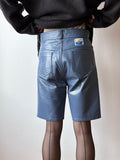 5pockets leather shorts in cloud blue