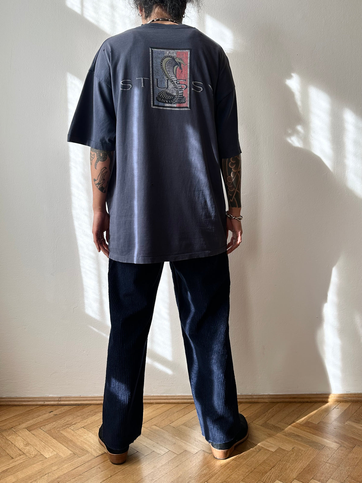90s navy corduroy trouser W33-34