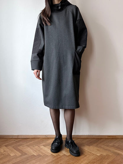 black double material dress