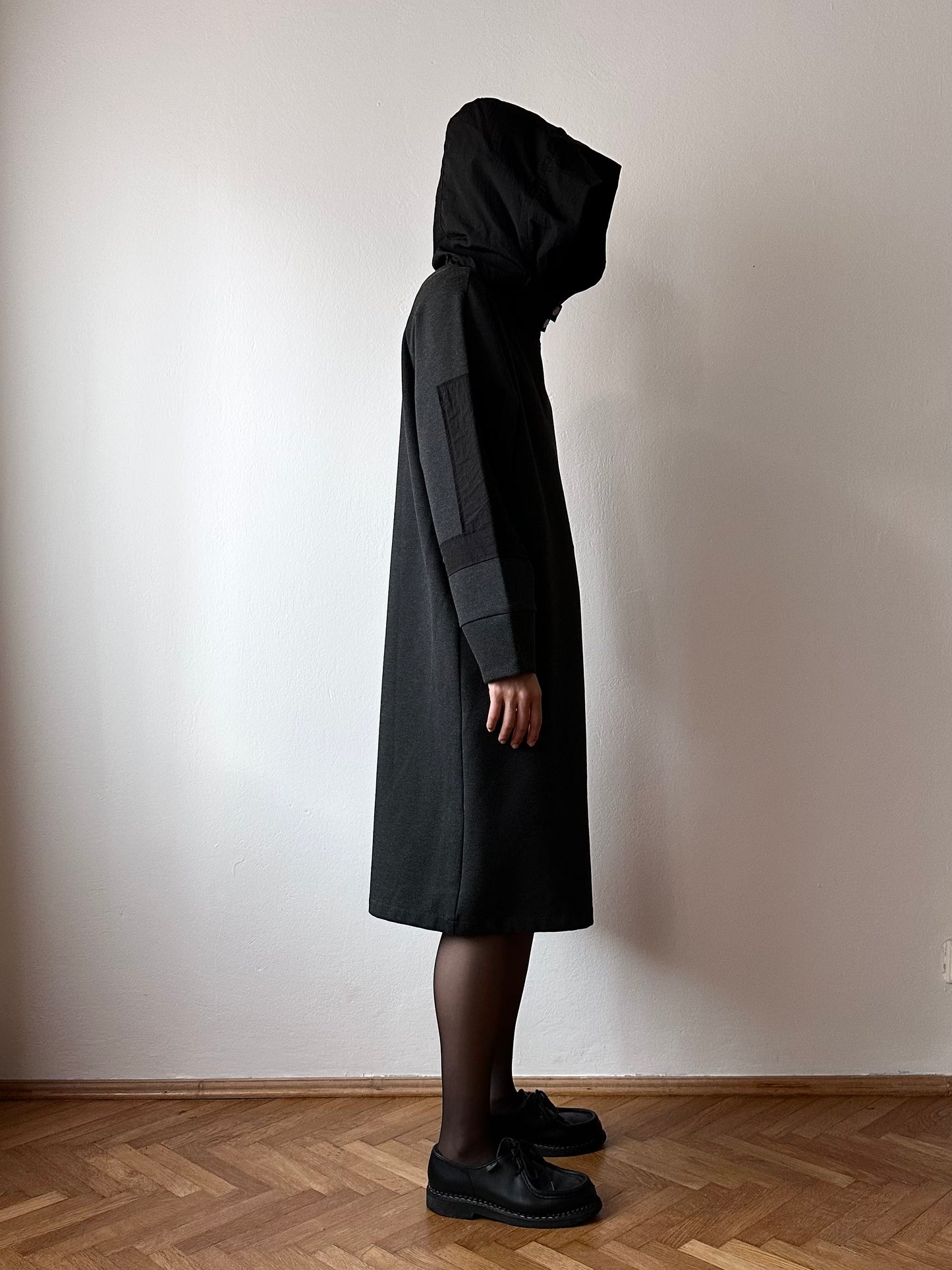 black double material dress