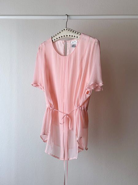 vintage pink silk blouse chiffon shirt 90s 90's