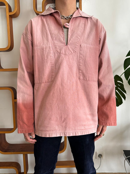 1980s French La Glazik cotton smock