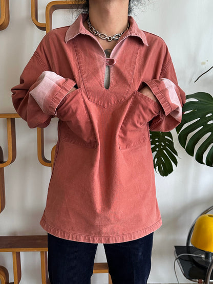 1980s French La Glazik cotton smock