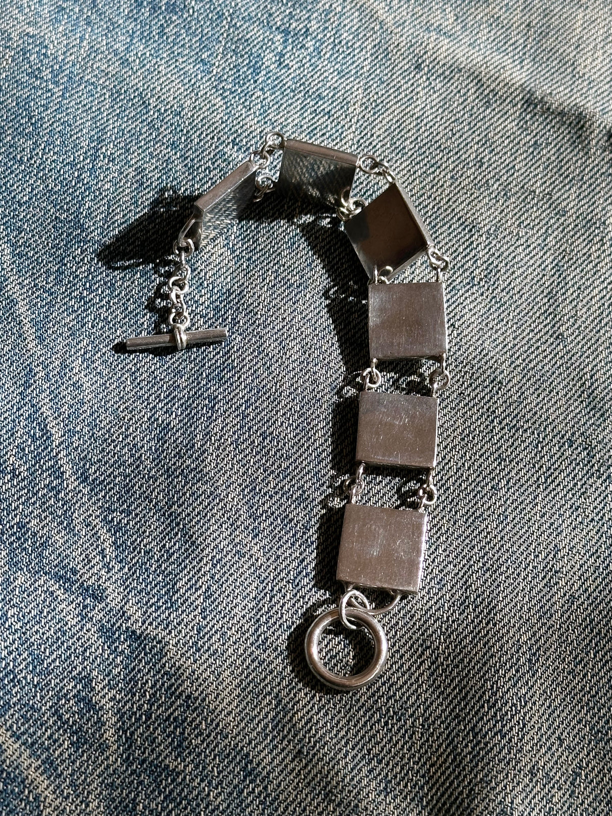 Swinging block chain bracelet Ag925