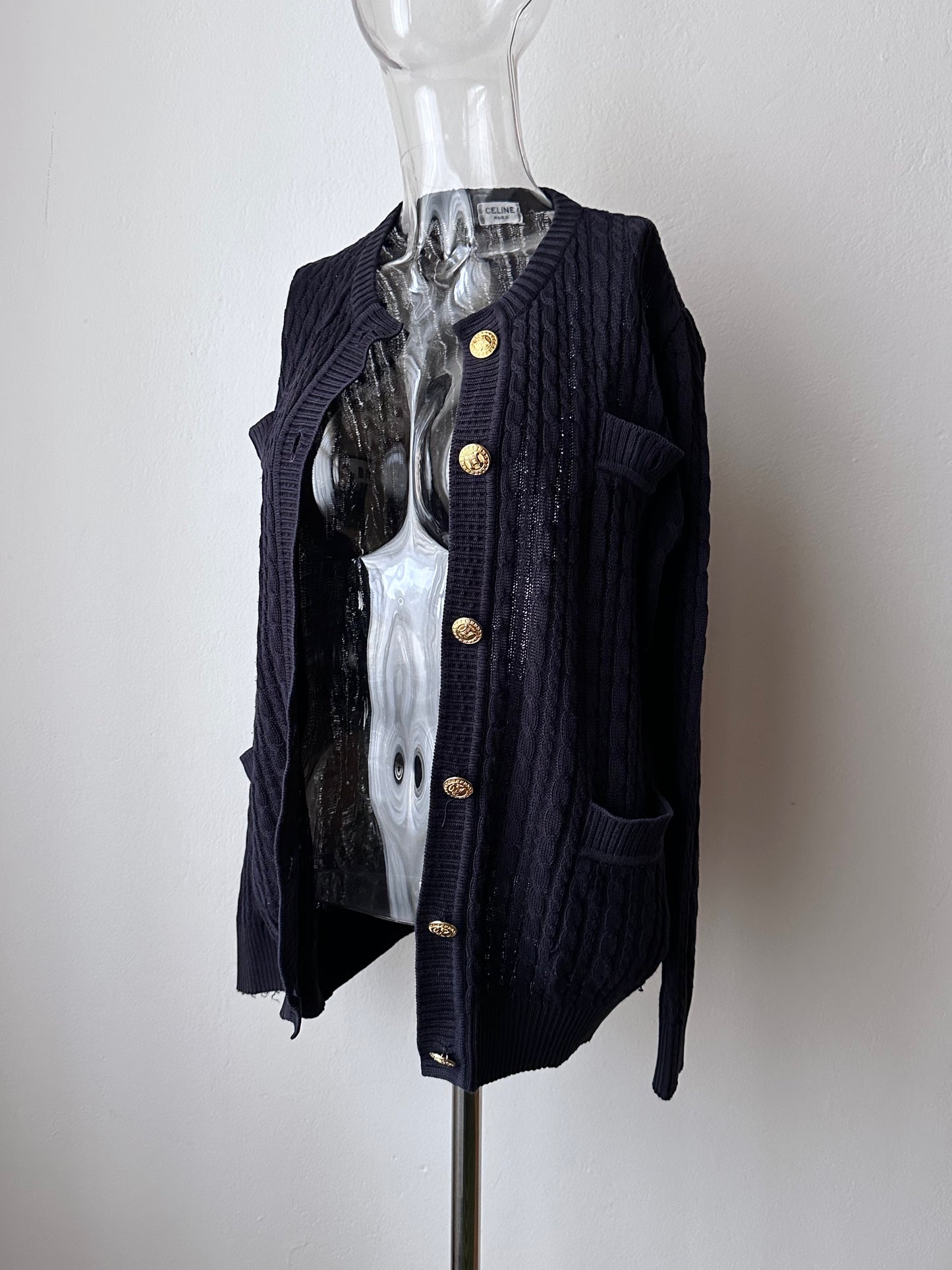 Early 90s CELINE cotton cardigan with gold-buttons