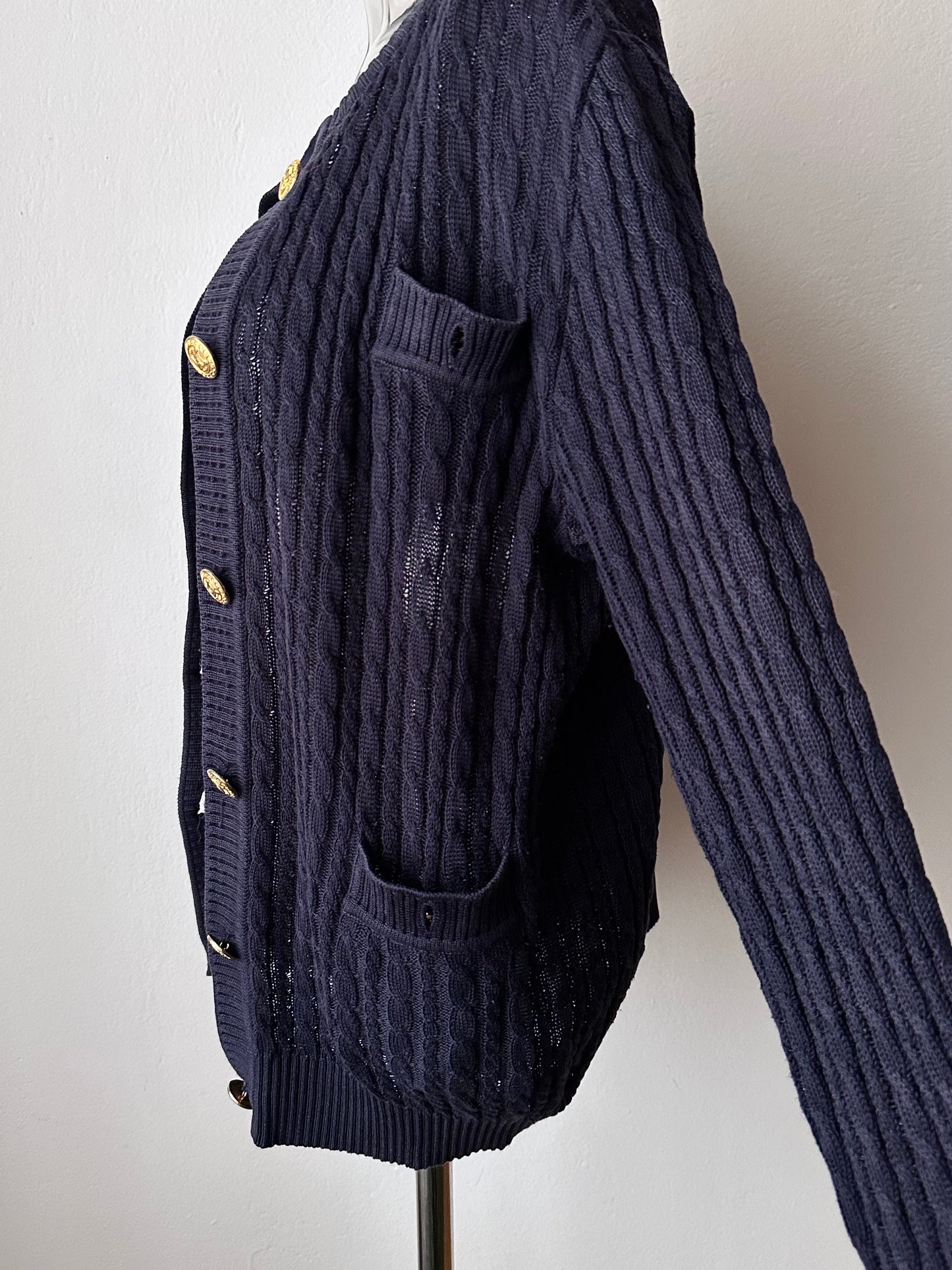 Early 90s CELINE cotton cardigan with gold-buttons