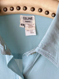 CELINE paris soie shirt blouse silk blue