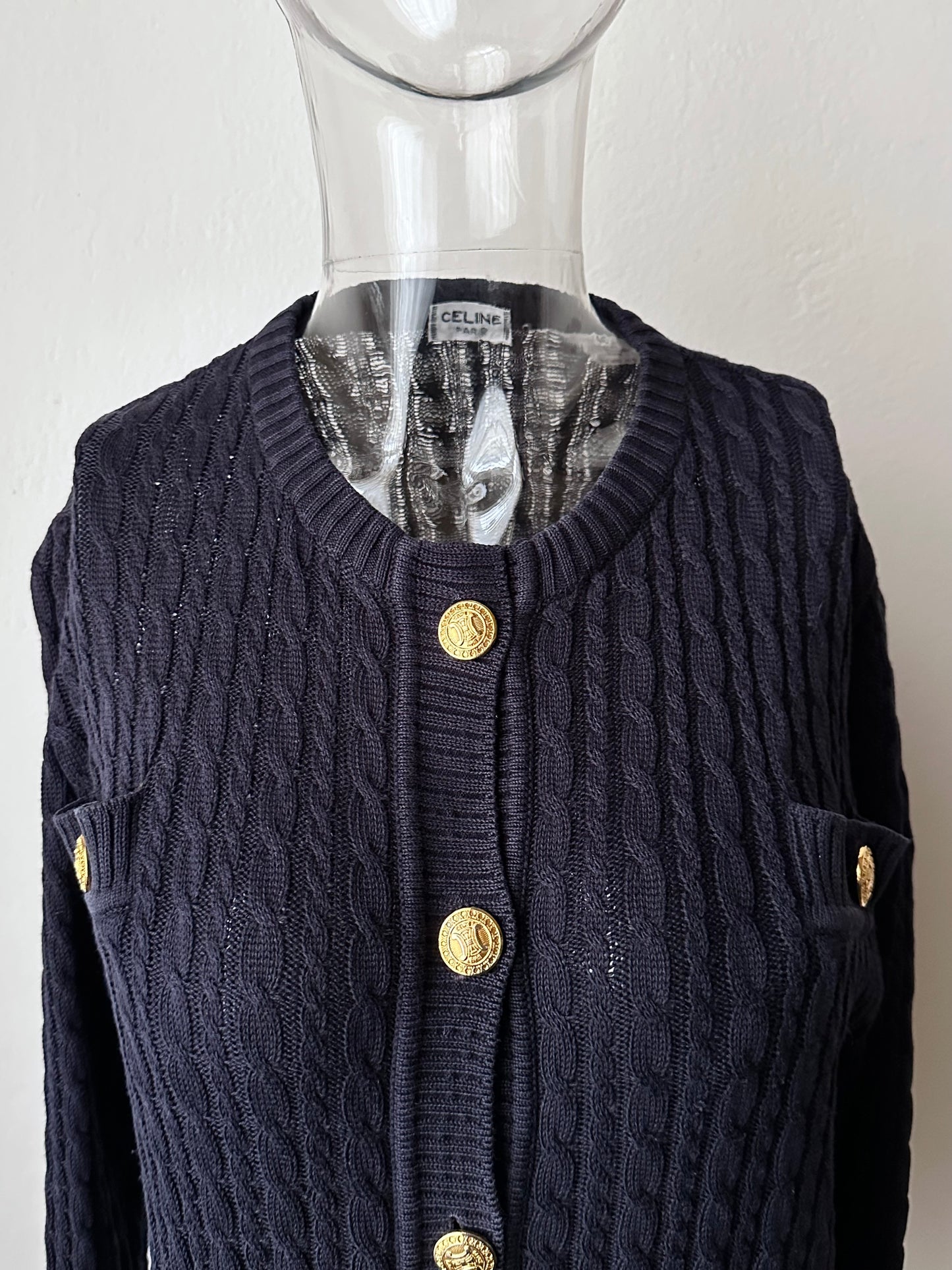 Early 90s CELINE cotton cardigan with gold-buttons