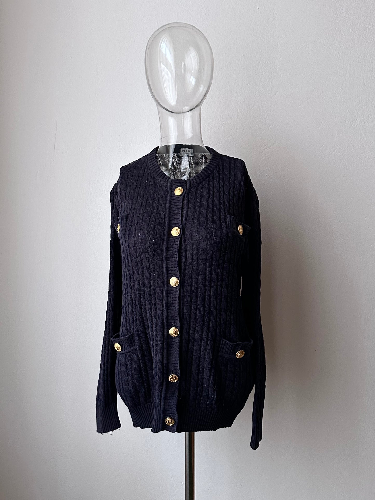 Early 90s CELINE cotton cardigan with gold-buttons