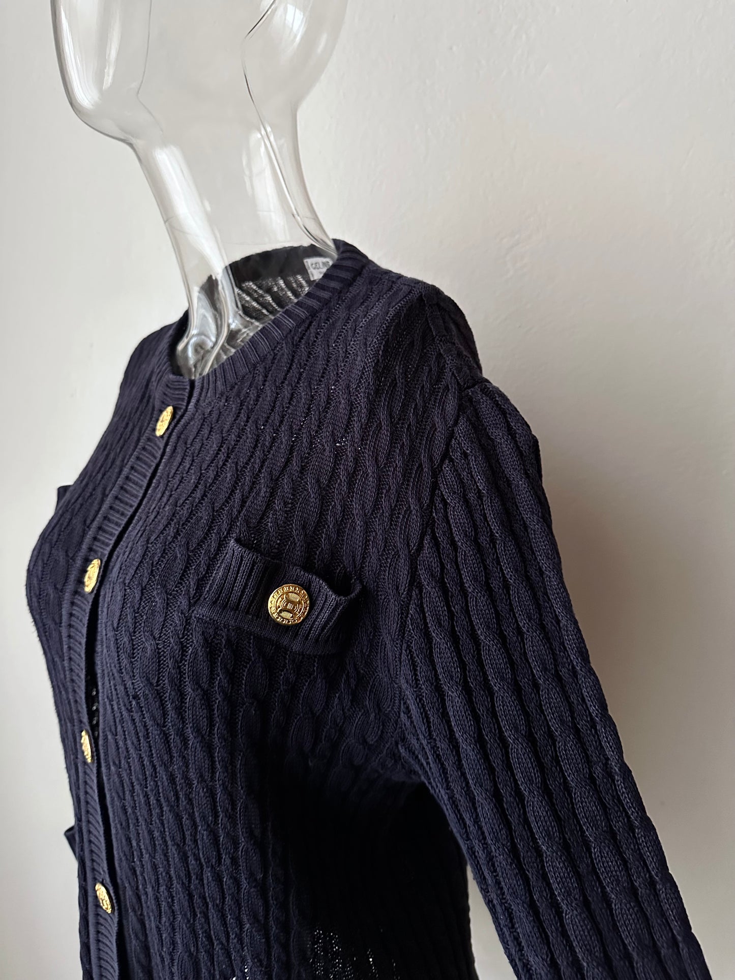 Early 90s CELINE cotton cardigan with gold-buttons