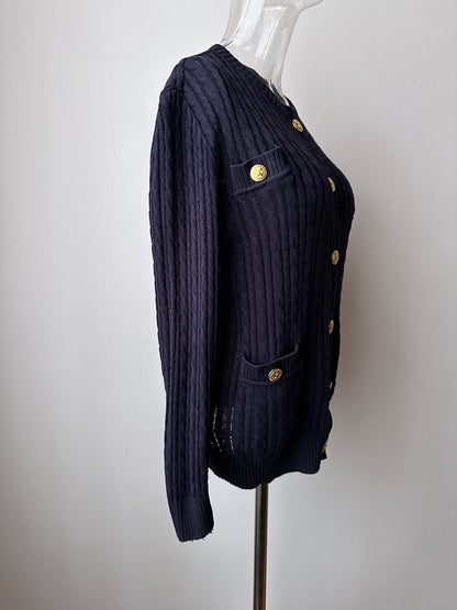 Early 90s CELINE cotton cardigan with gold-buttons