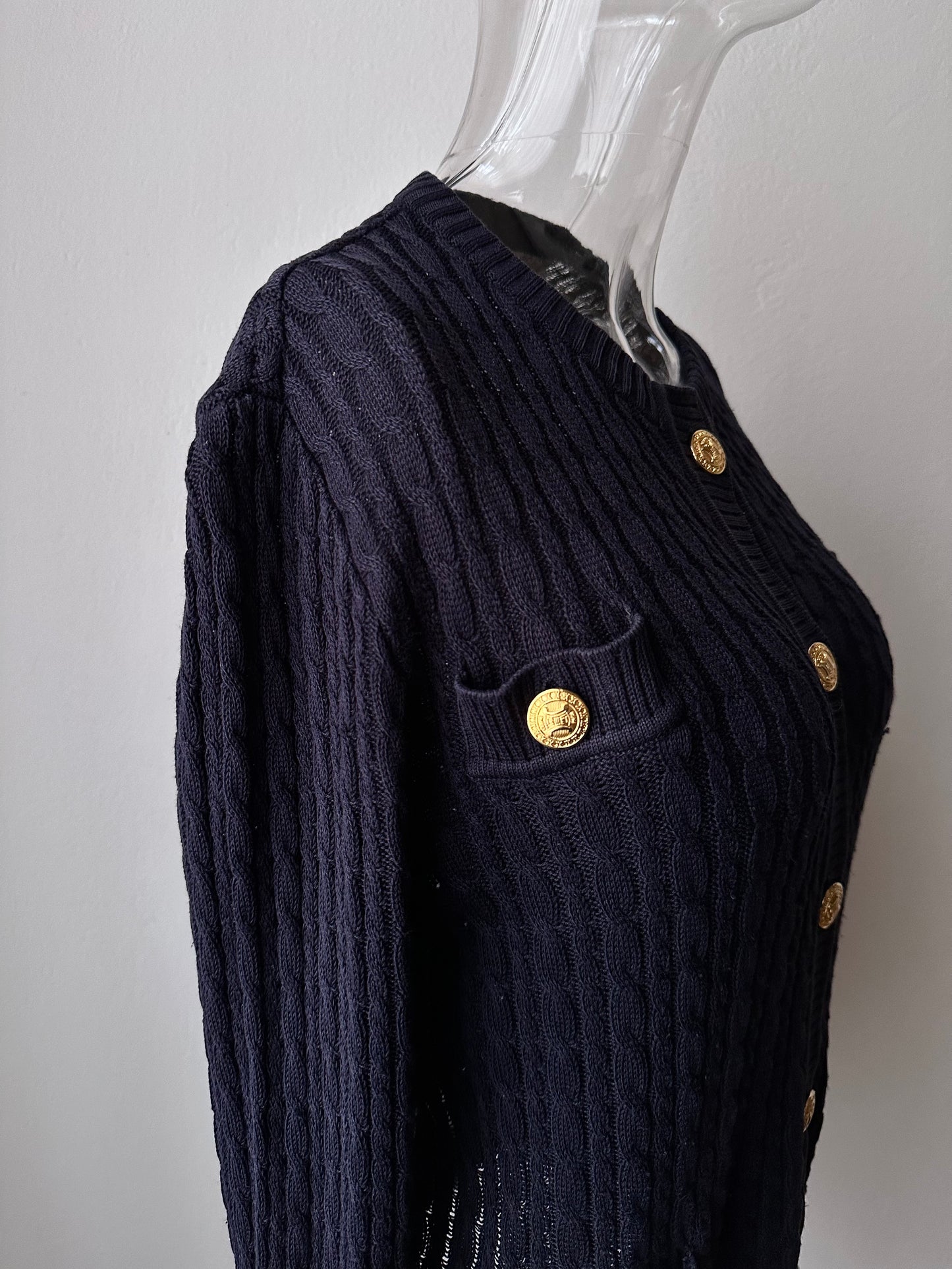Early 90s CELINE cotton cardigan with gold-buttons