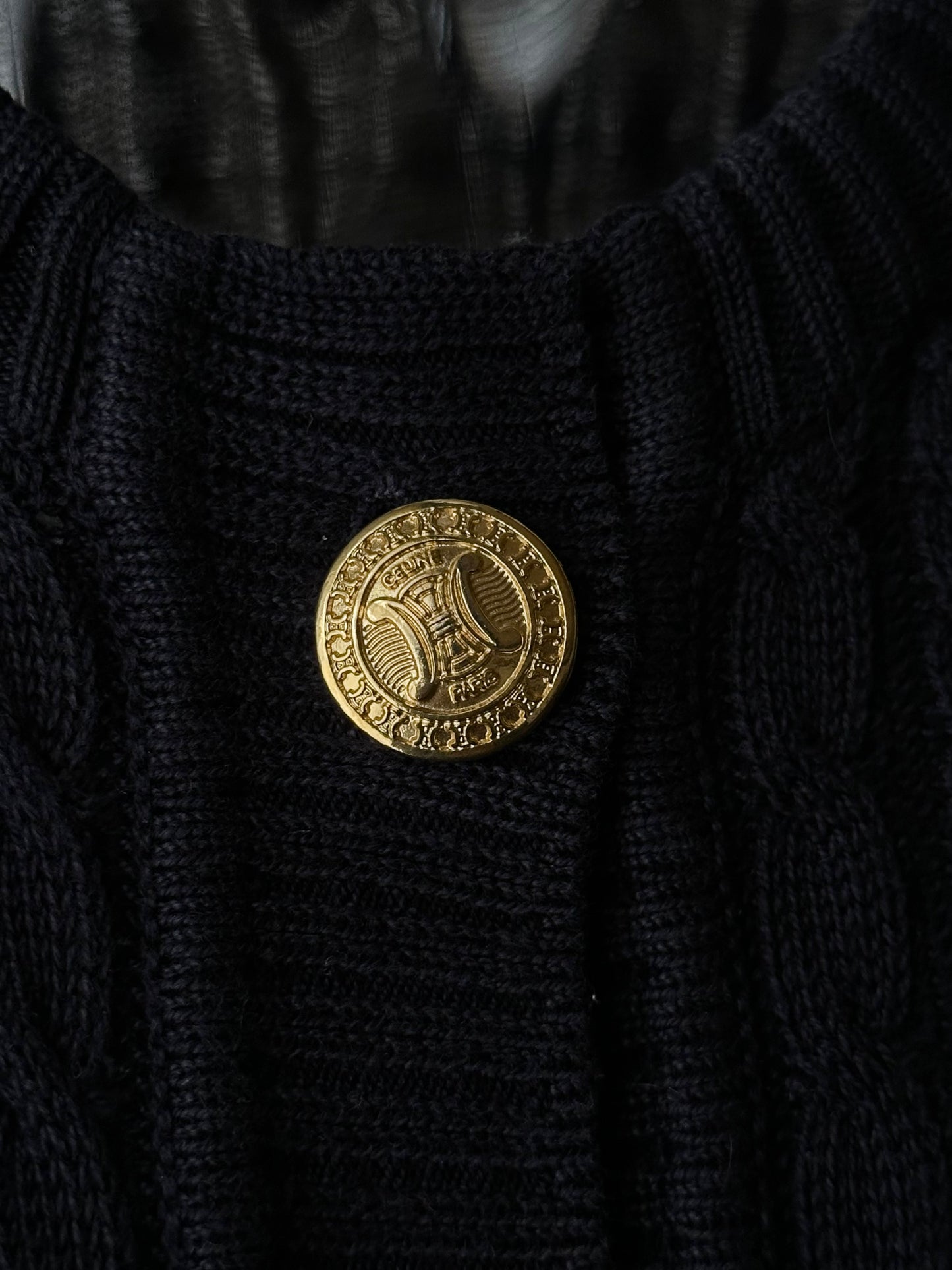 Early 90s CELINE cotton cardigan with gold-buttons