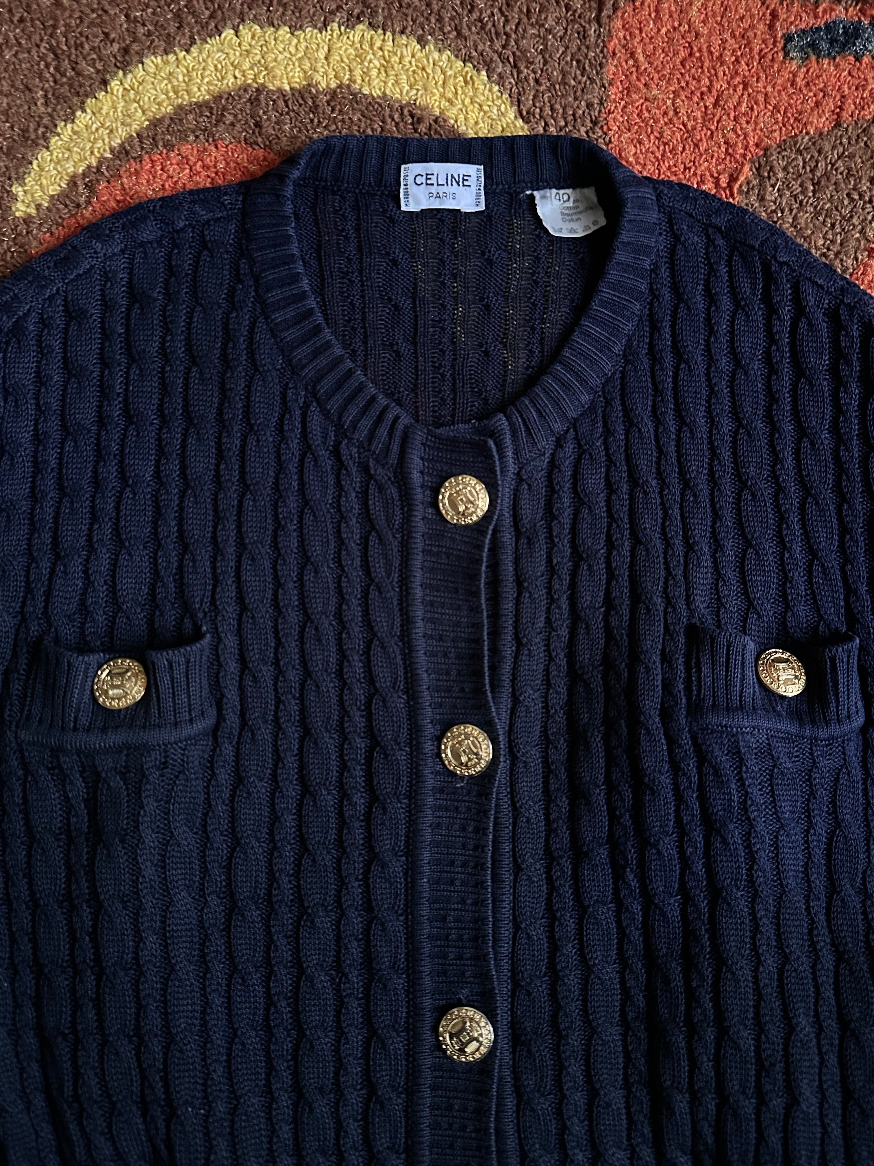 Early 90s CELINE cotton cardigan with gold-buttons – TOTO