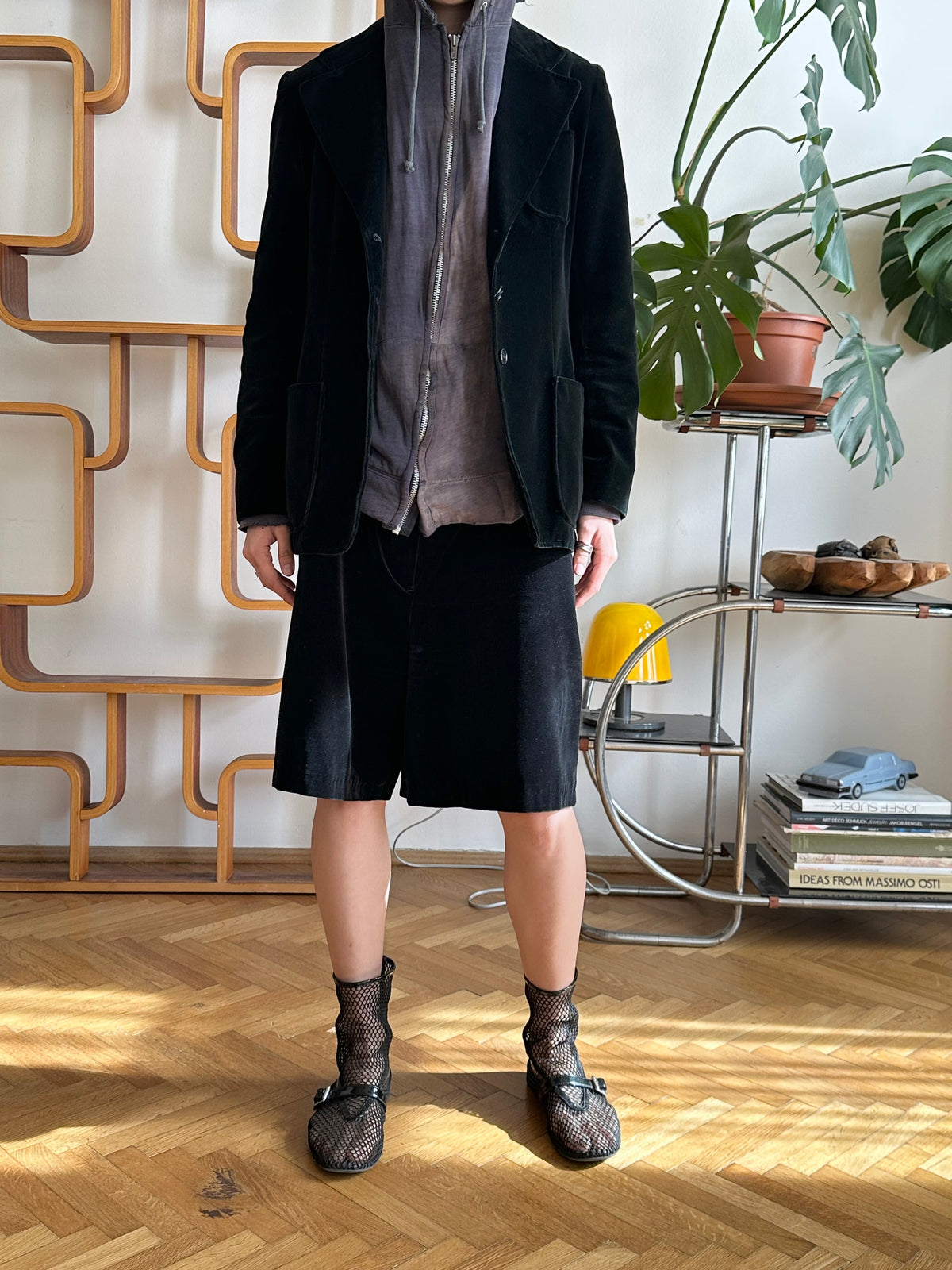 Black velours tailored jacket