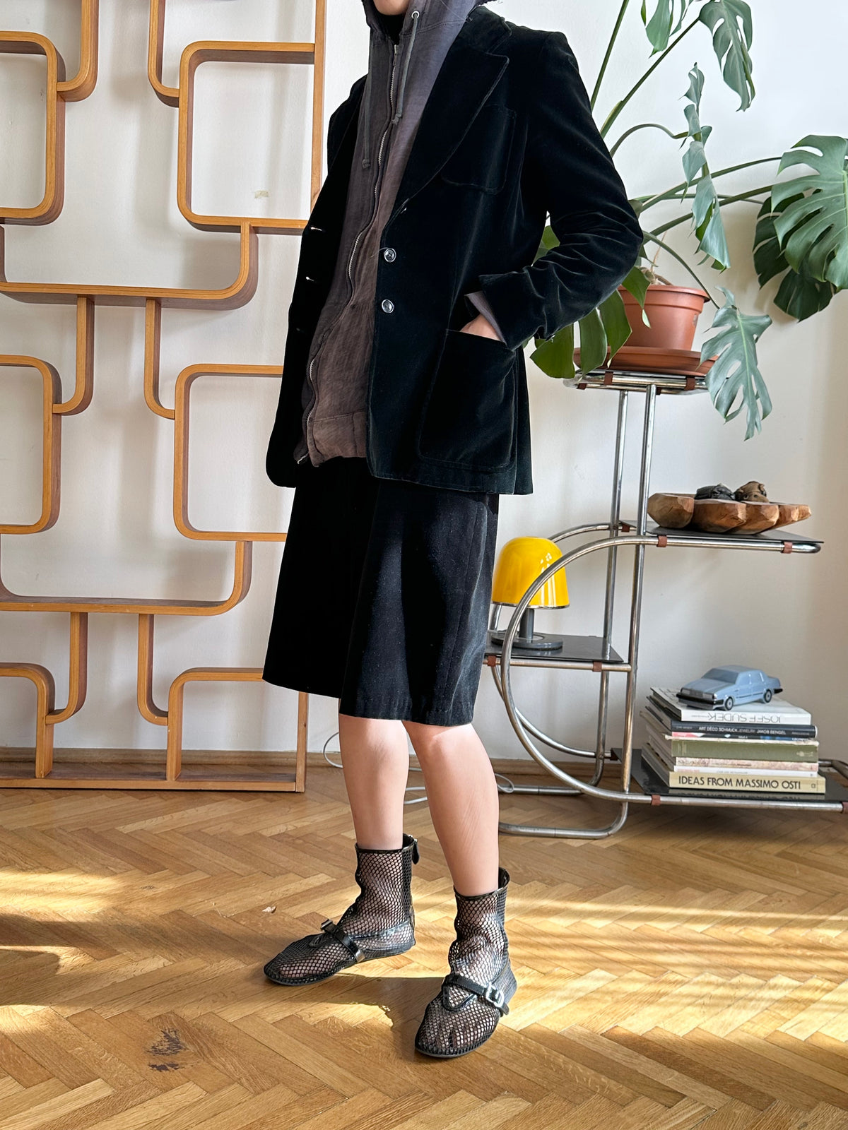 Black velours tailored jacket